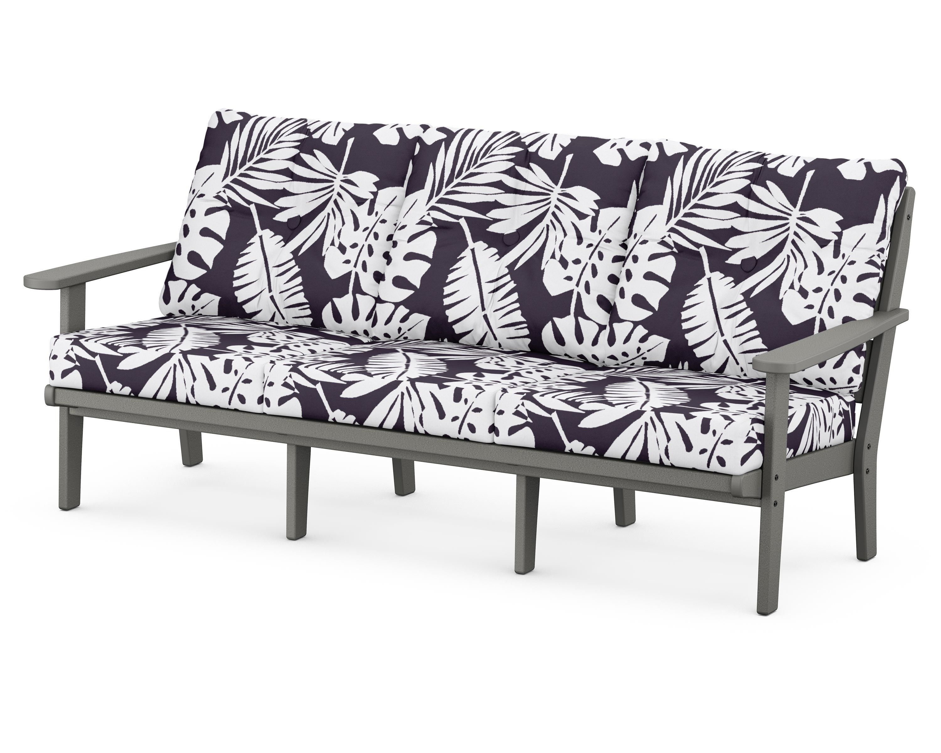 POLYWOOD® Lakeside Deep Seating Sofa in Slate Grey / Leaf Navy