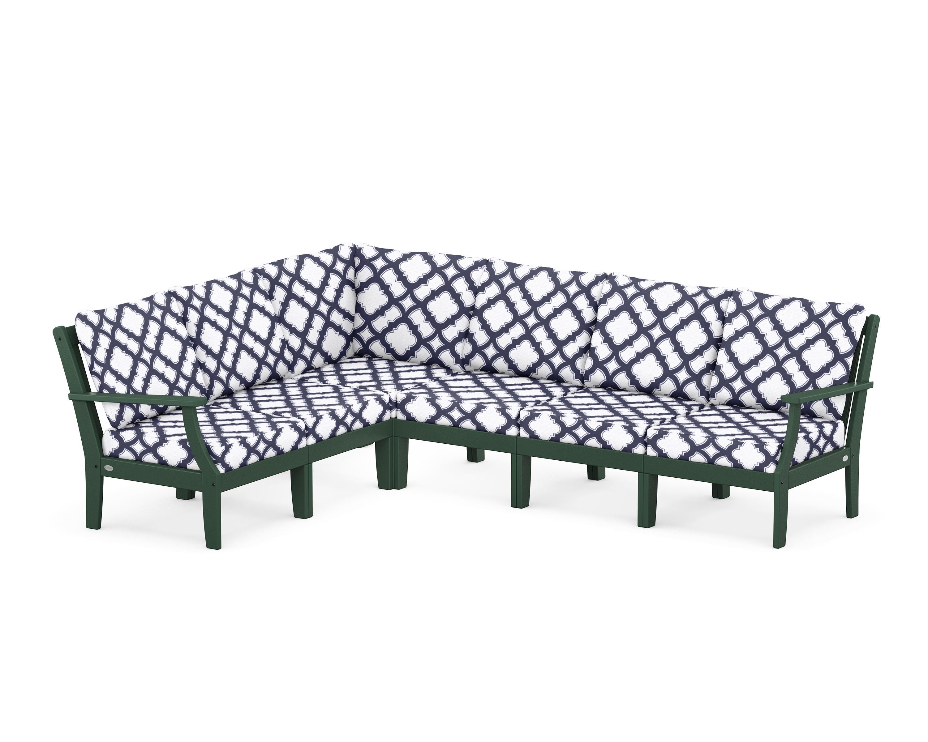 POLYWOOD® Braxton Modular 6-Piece Deep Seating Set in Green / Trellis Navy