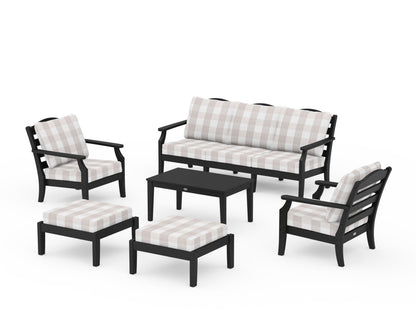 Draper James™ by  POLYWOOD® Savannah 6-Piece Lounge Sofa Set in Black / Buffalo Plaid Dune Burlap