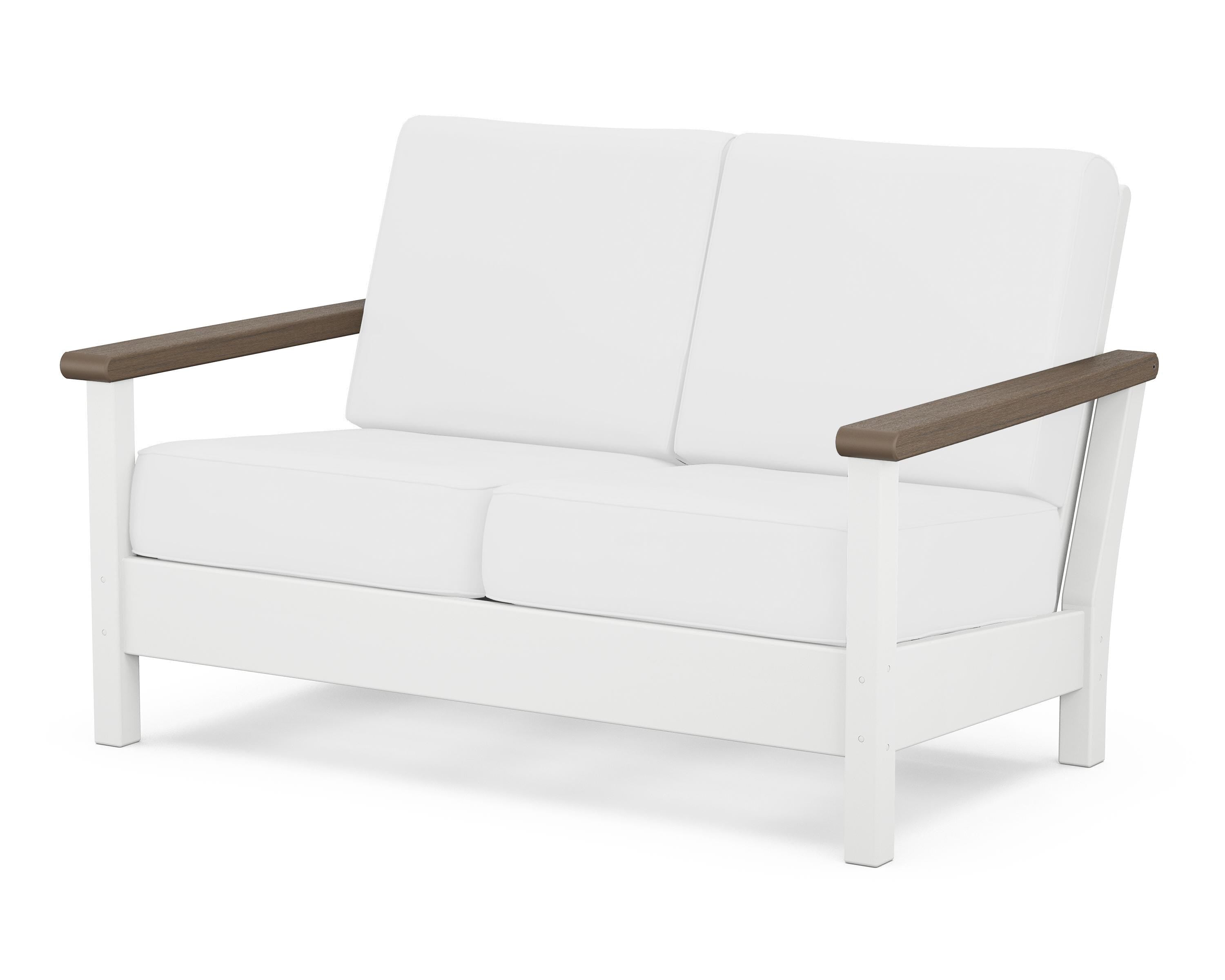 POLYWOOD® Harbour Deep Seating Loveseat in White / Kona / Natural