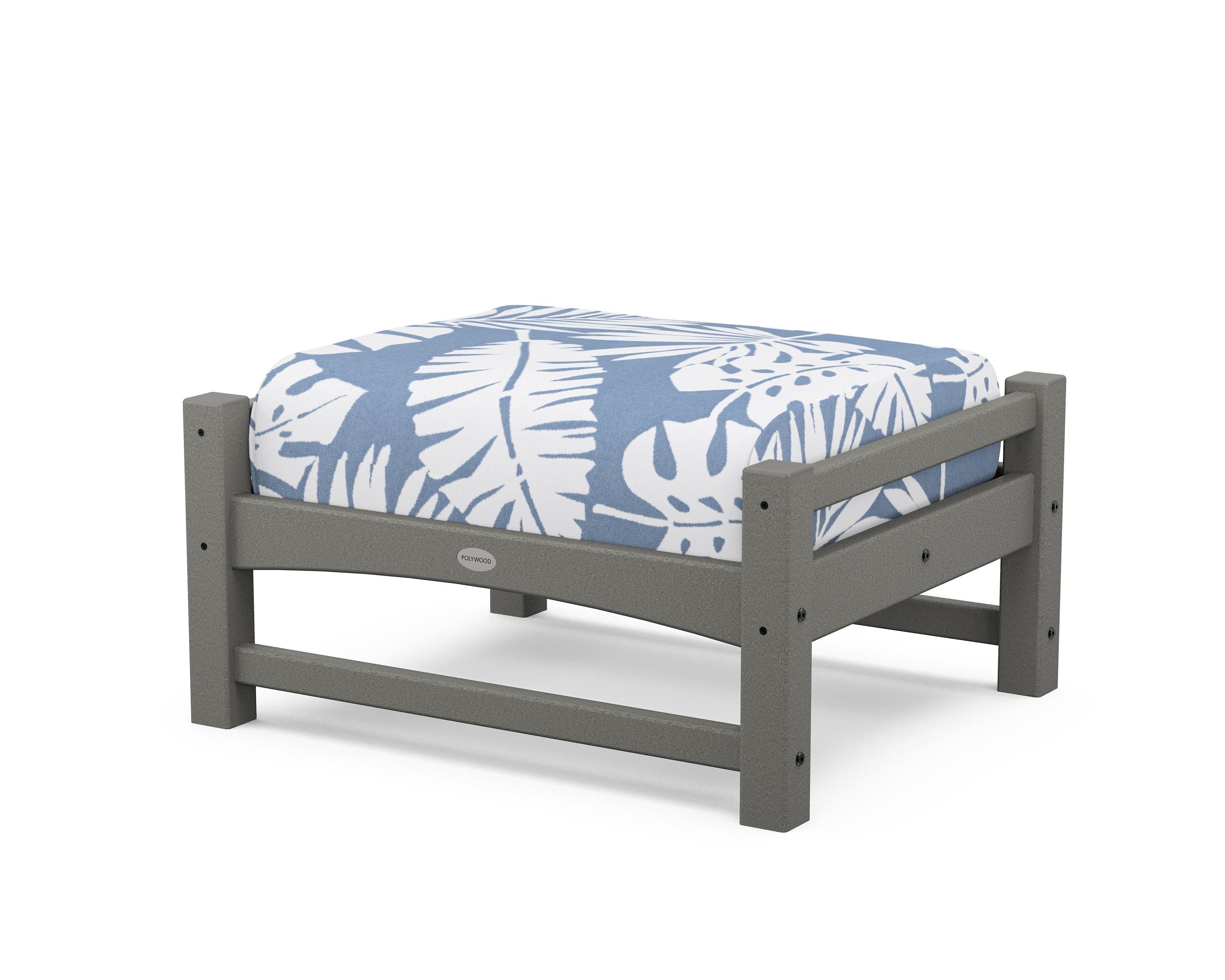 POLYWOOD® Club Ottoman in Slate Grey / Leaf Sky Blue
