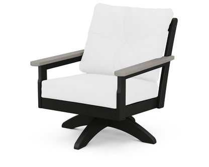 POLYWOOD® Vineyard Deep Seating Swivel Chair in Black / Driftwood / Natural