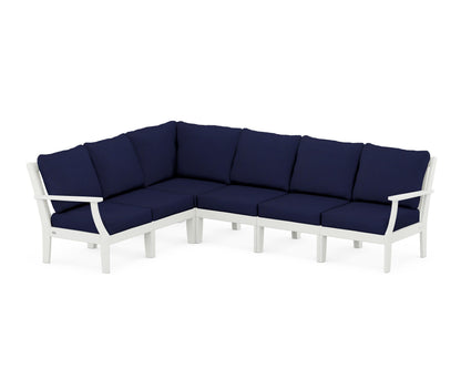 POLYWOOD® Braxton Modular 6-Piece Deep Seating Set in Vintage White / Navy