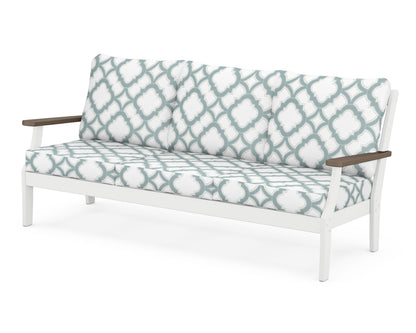 POLYWOOD® Braxton Deep Seating Sofa in White / Kona / Trellis Glacier Spa