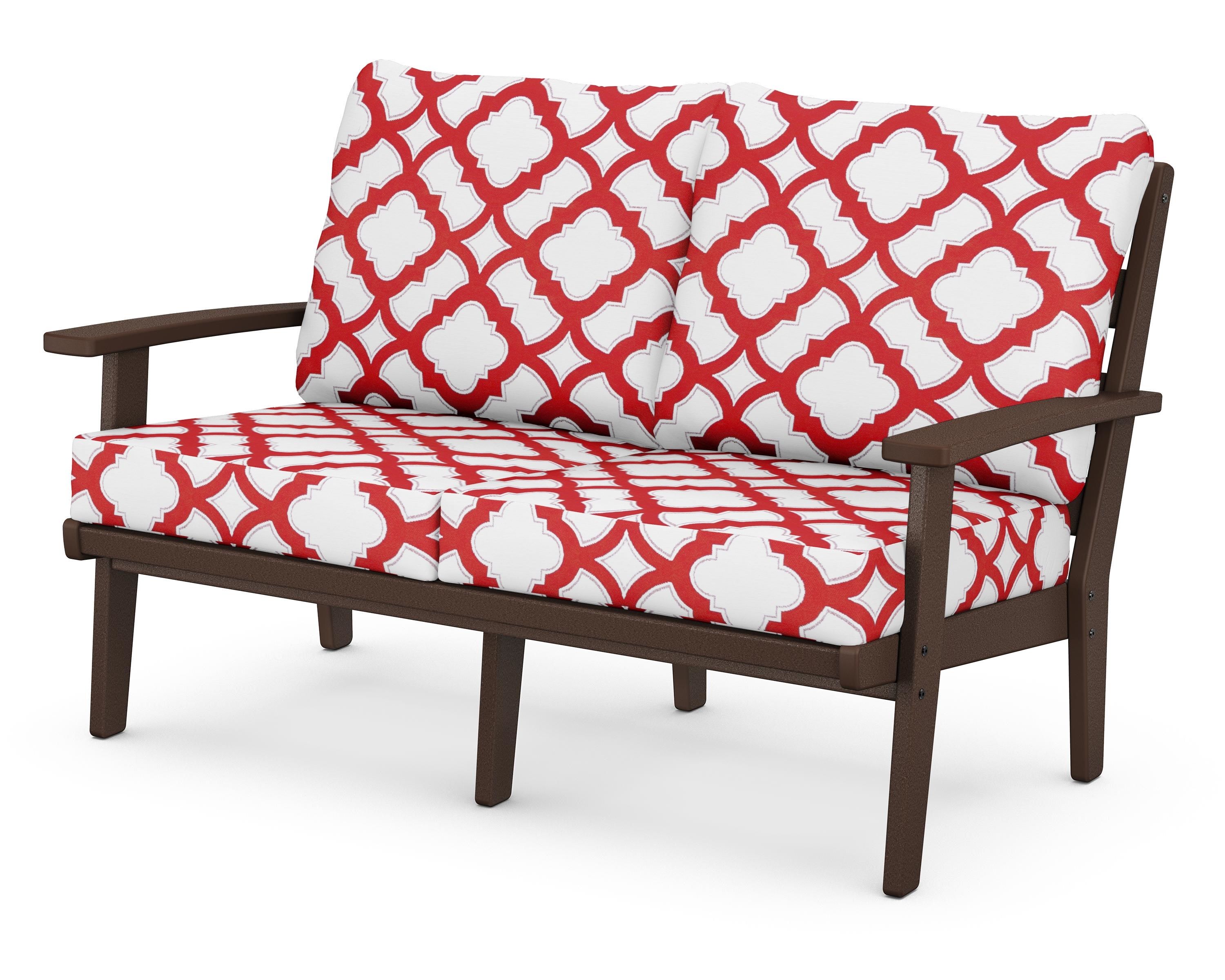 POLYWOOD® Grant Park Deep Seating Loveseat in Mahogany / Trellis Crimson