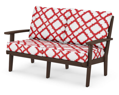 POLYWOOD® Grant Park Deep Seating Loveseat in Mahogany / Trellis Crimson