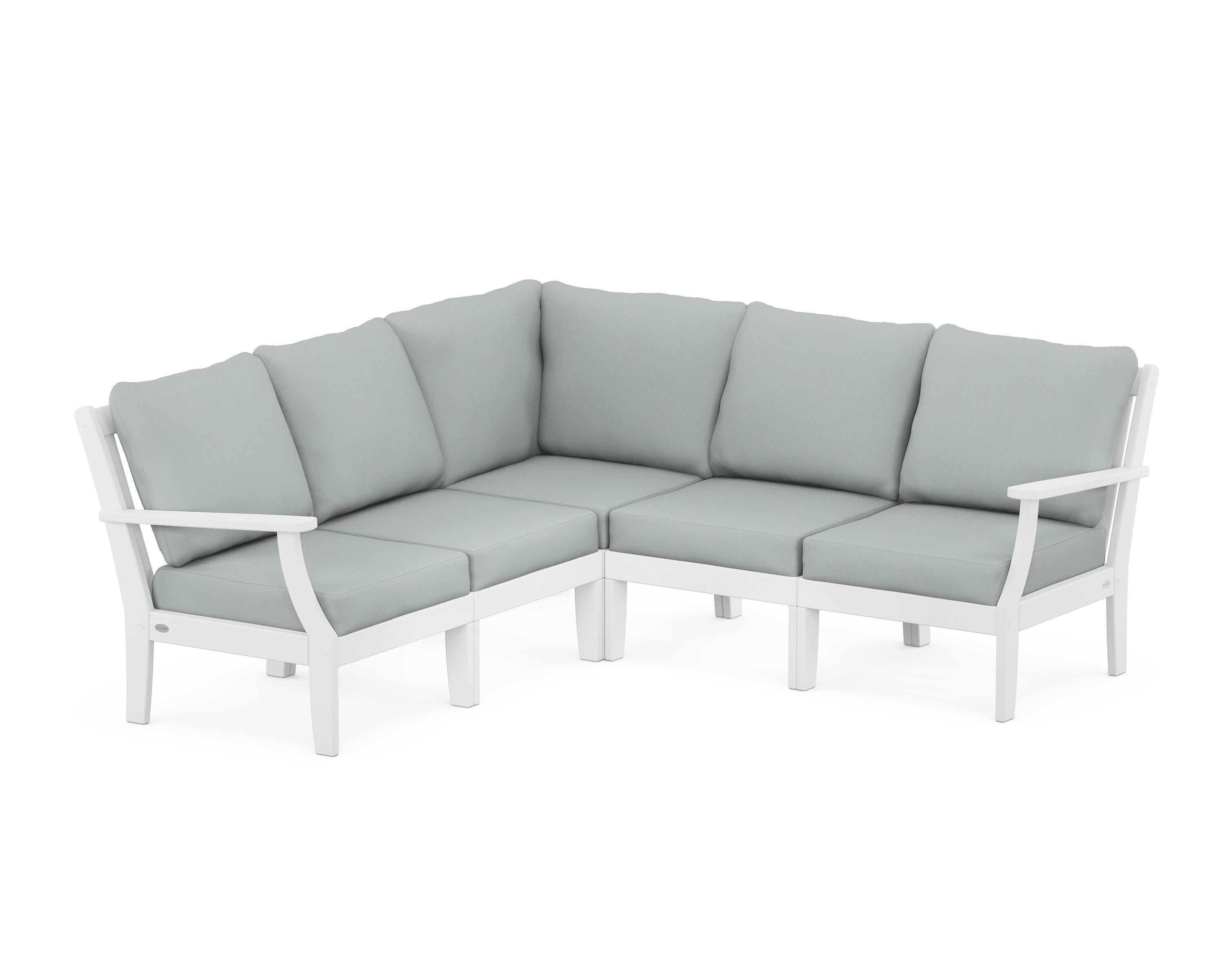 POLYWOOD® Braxton Modular 5-Piece Deep Seating Set in White / Spa