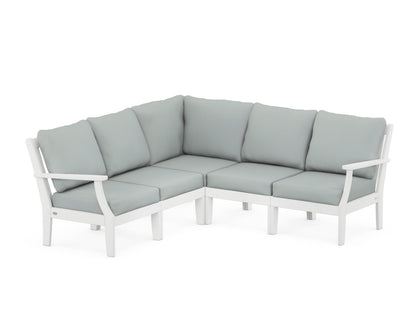 POLYWOOD® Braxton Modular 5-Piece Deep Seating Set in White / Spa