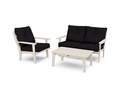 POLYWOOD® Lakeside 3-Piece Deep Seating Set in Sand / Midnight Linen