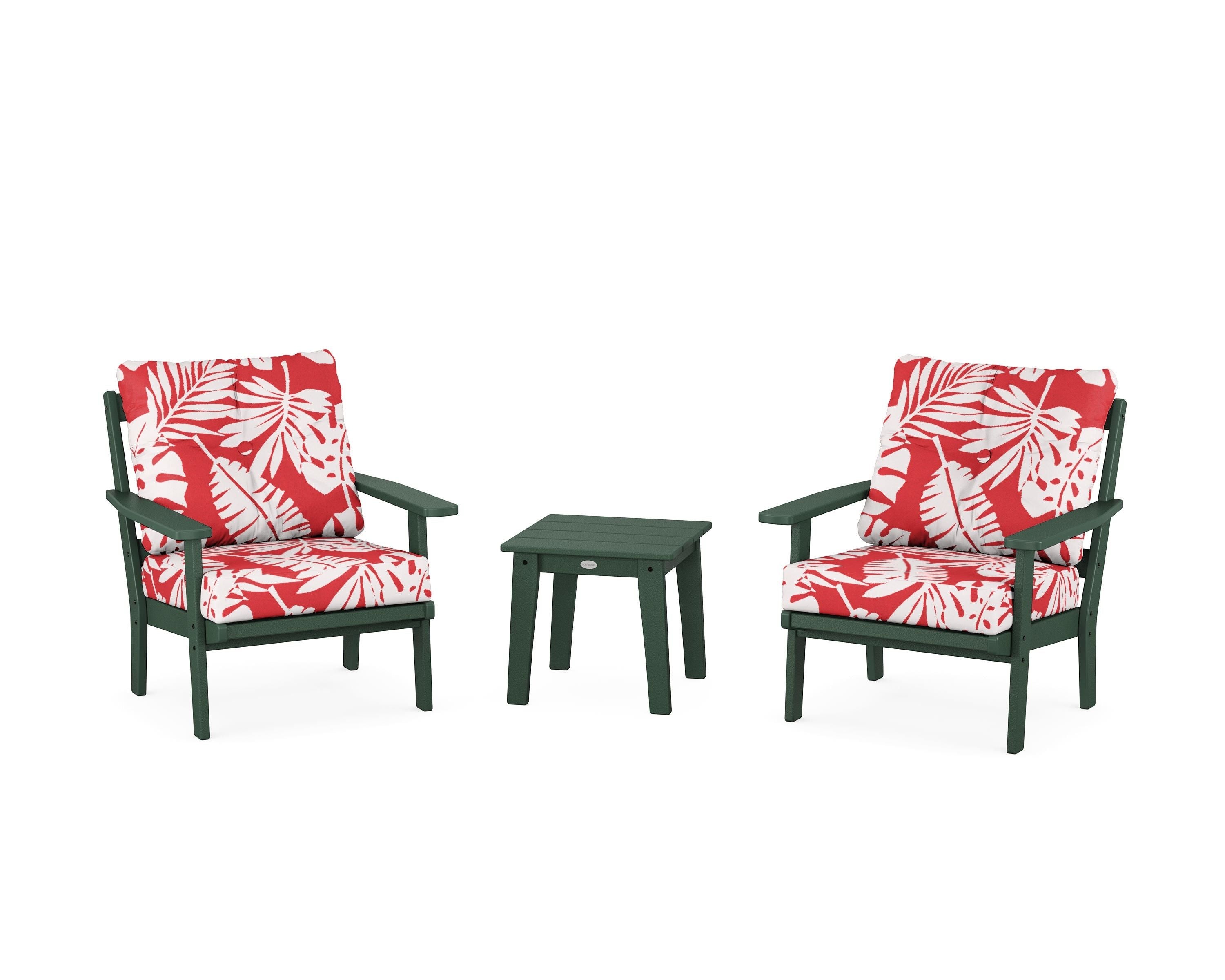 POLYWOOD® Prairie 3-Piece Deep Seating Set in Green / Leaf Crimson