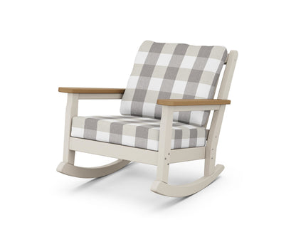 POLYWOOD® Chippendale Deep Seating Rocking Chair in Sand / Natural / Buffalo Plaid Grey Mist
