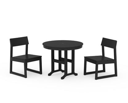 POLYWOOD® EDGE Side Chair 3-Piece Round Dining Set in Black