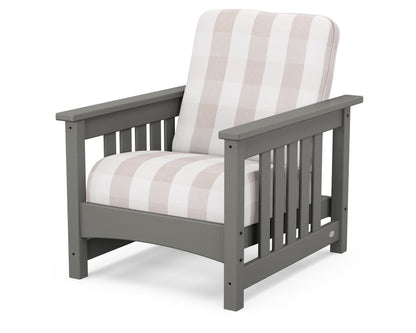 POLYWOOD® Club Mission Chair in Slate Grey / Buffalo Plaid Dune Burlap