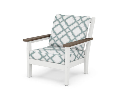 POLYWOOD® Chippendale Deep Seating Chair in White / Kona / Trellis Glacier Spa