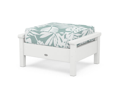 POLYWOOD® Harbour Deep Seating Ottoman in White / Leaf Glacier Spa