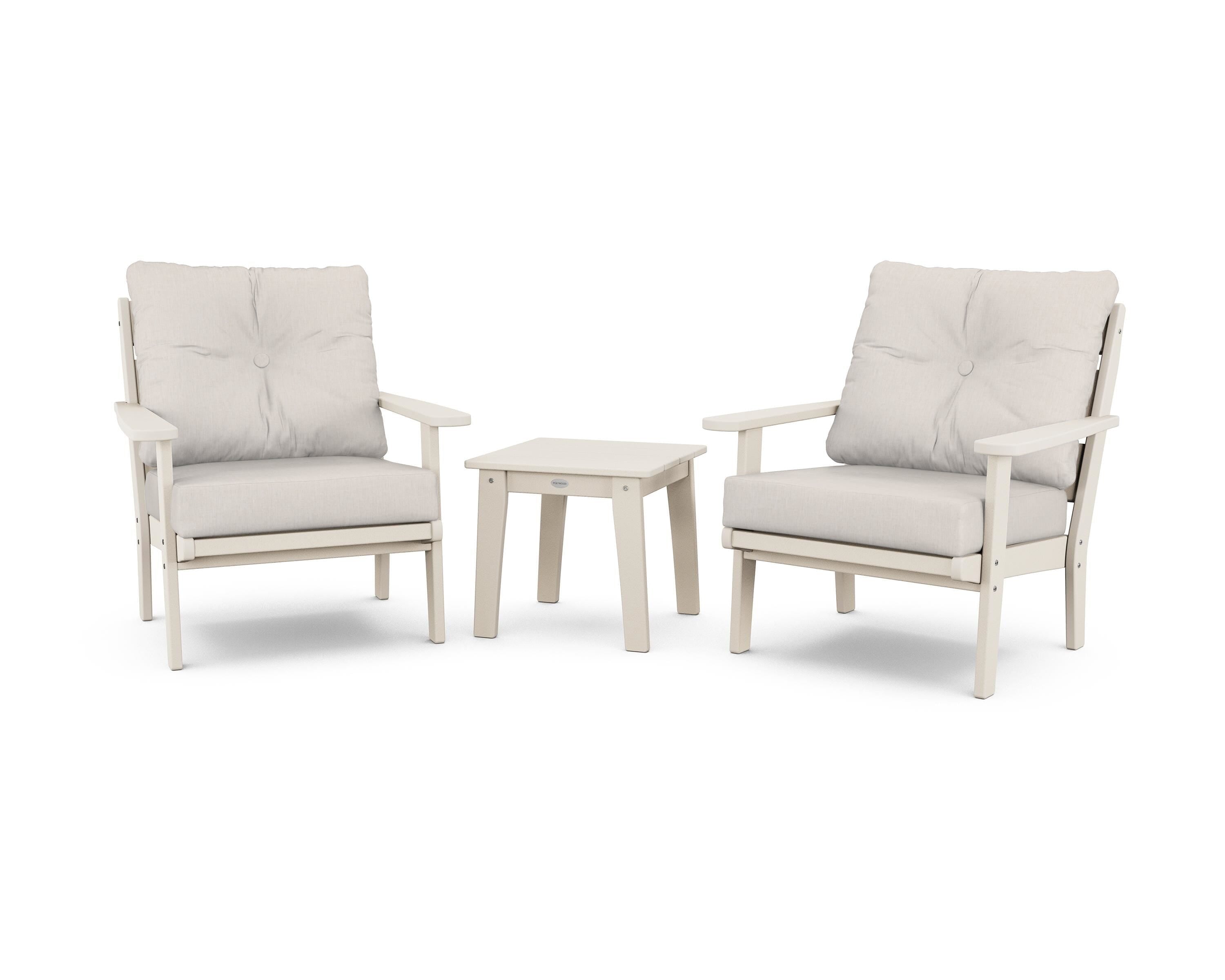 POLYWOOD® Lakeside 3-Piece Deep Seating Chair Set in Sand / Cast Ash