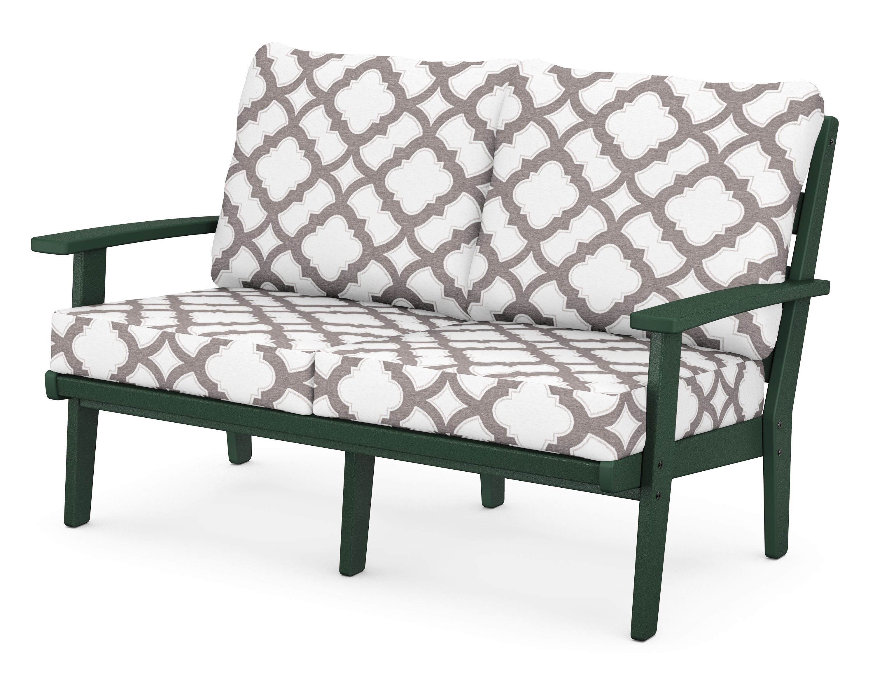 POLYWOOD® Grant Park Deep Seating Loveseat in Green / Trellis Grey Mist
