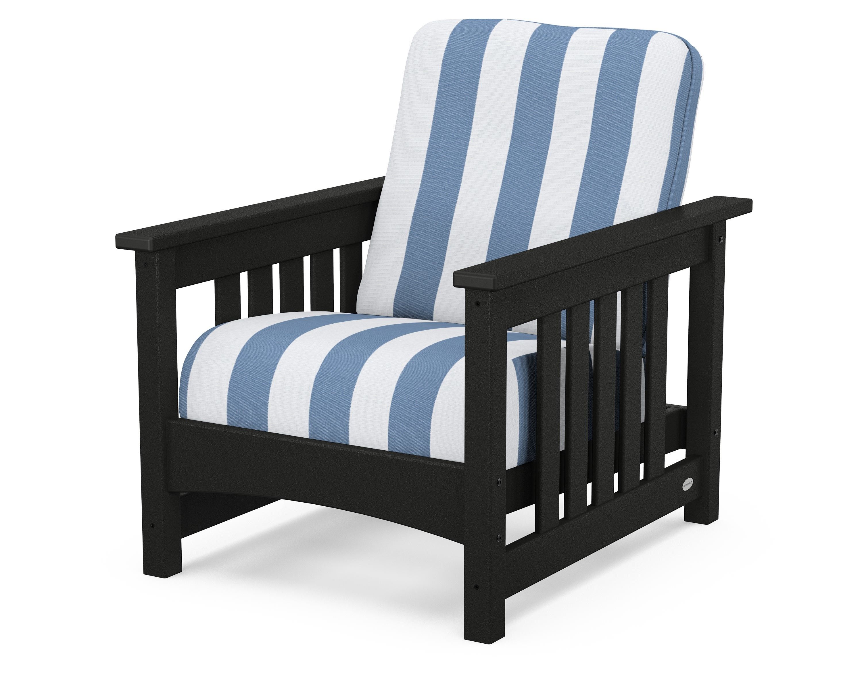 POLYWOOD® Club Mission Chair in Black / Cabana Stripe Sky Blue