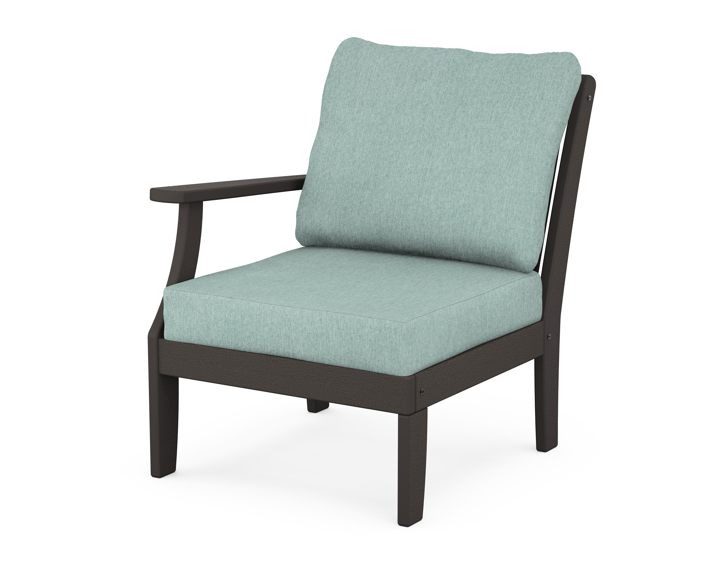 POLYWOOD® Braxton Modular Left Arm Chair in Vintage Coffee / Glacier Spa