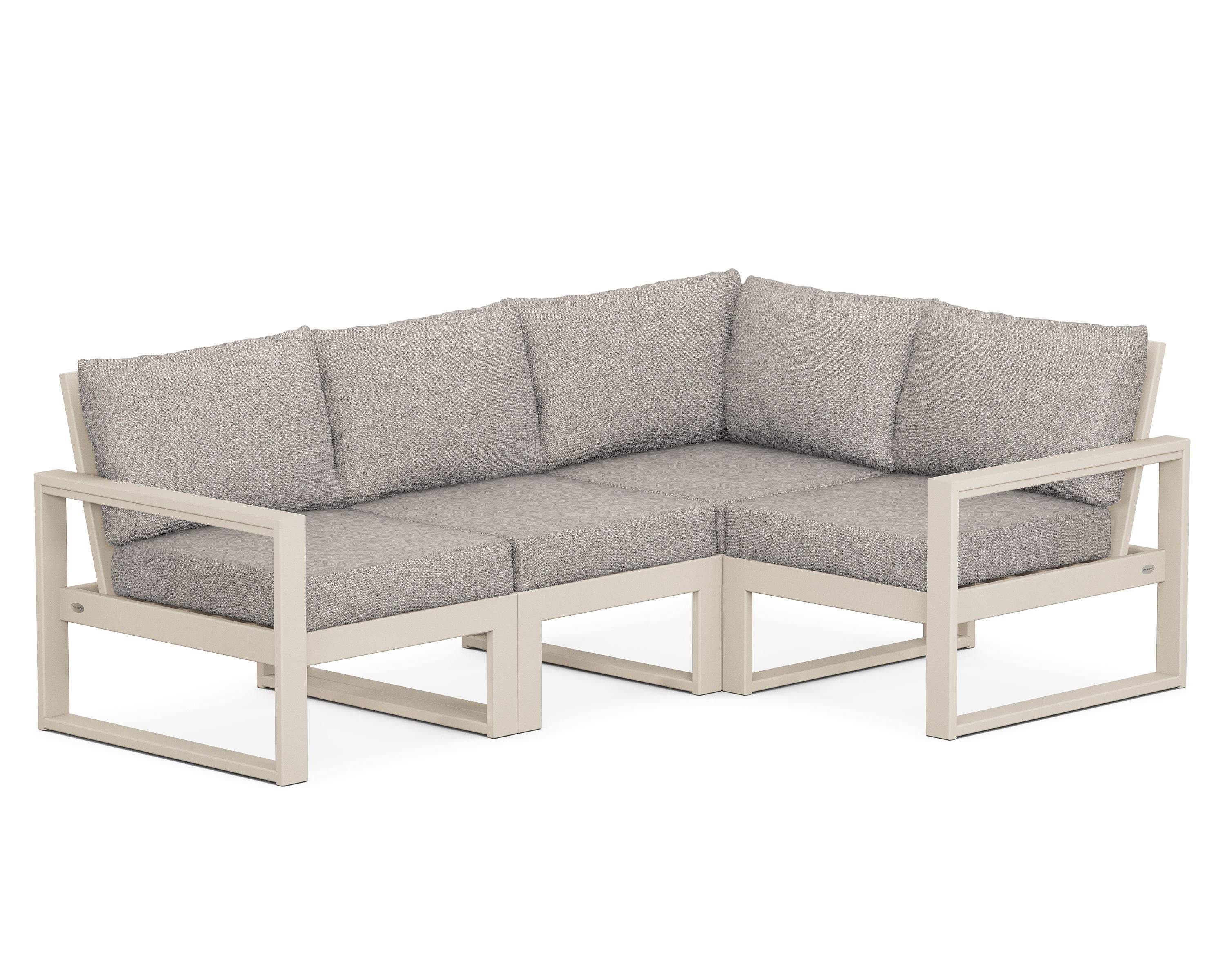 POLYWOOD® EDGE 4-Piece Modular Deep Seating Set in Sand / Weathered Tweed
