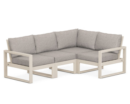 POLYWOOD® EDGE 4-Piece Modular Deep Seating Set in Sand / Weathered Tweed
