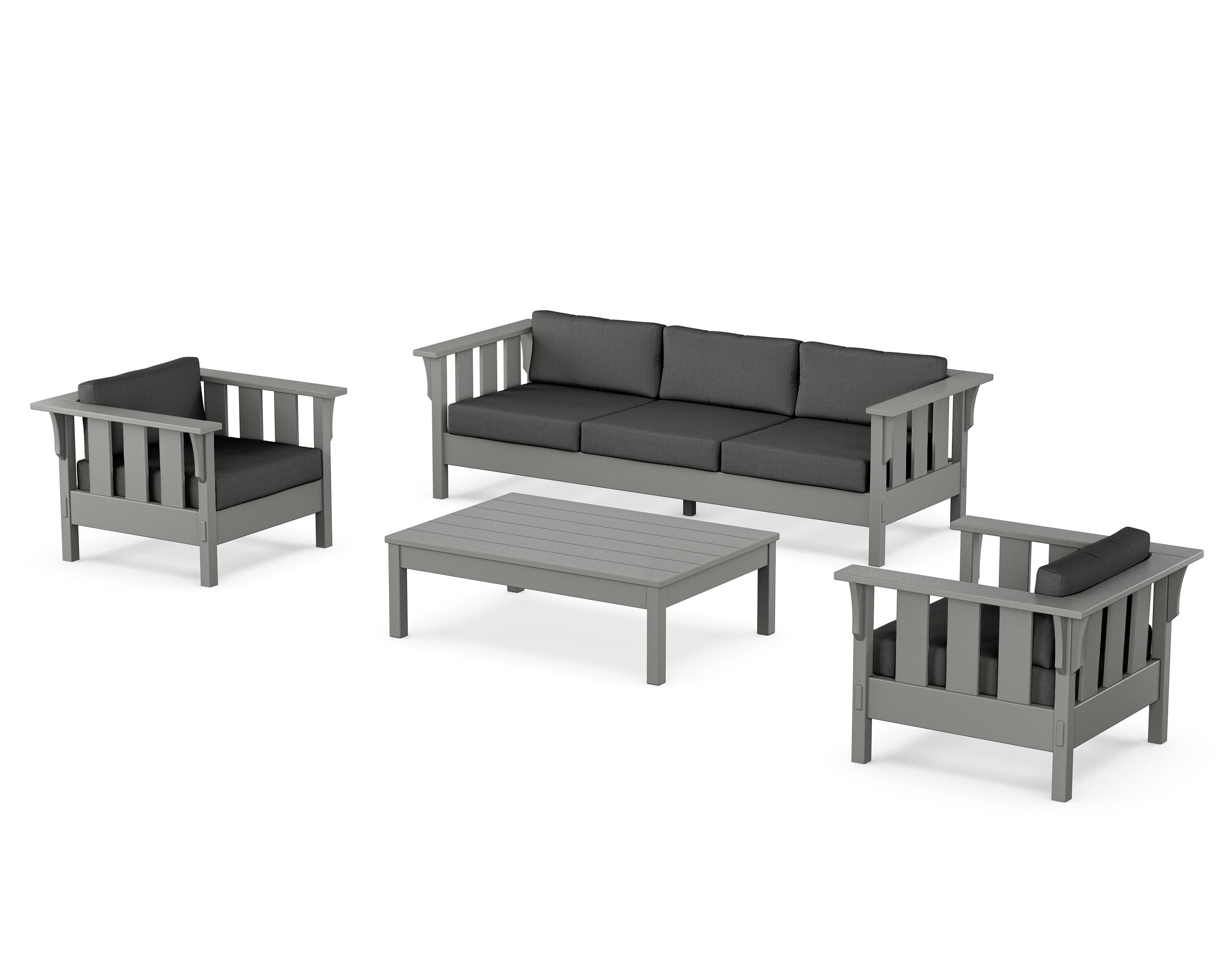 Martha Stewart by POLYWOOD® Acadia 4-Piece Deep Seating Set with Sofa in Slate Grey / Spectrum Carbon