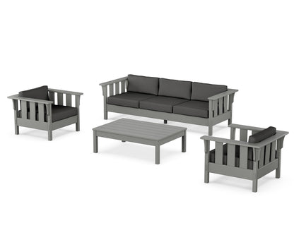 Martha Stewart by POLYWOOD® Acadia 4-Piece Deep Seating Set with Sofa in Slate Grey / Spectrum Carbon