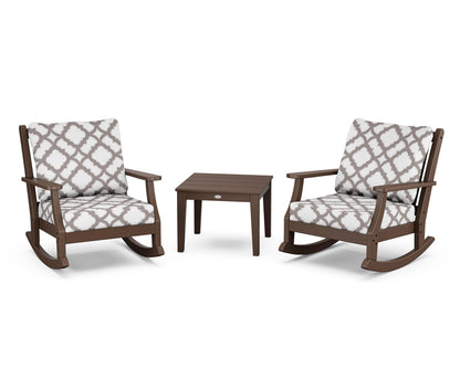 Country Living Wovendale 3-Piece Deep Seating Rocker Set in Mahogany / Trellis Grey Mist
