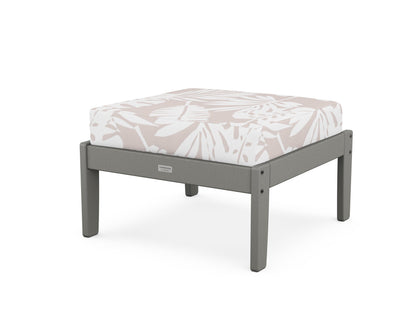 Country Living Cottage Deep Seating Ottoman in Slate Grey / Leaf Dune Burlap