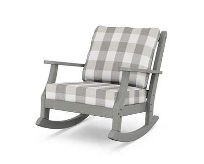 Country Living Wovendale Deep Seating Rocking Chair in Slate Grey / Buffalo Plaid Grey Mist