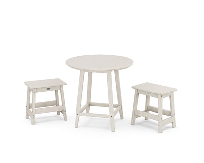 POLYWOOD® Modern Studio Stool 3-Piece Round Bistro Set in Sand