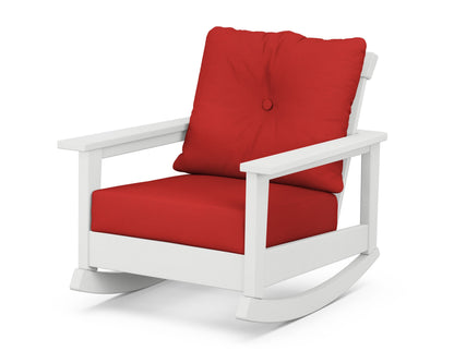 POLYWOOD® Prescott Deep Seating Rocking Chair in White / Crimson Linen