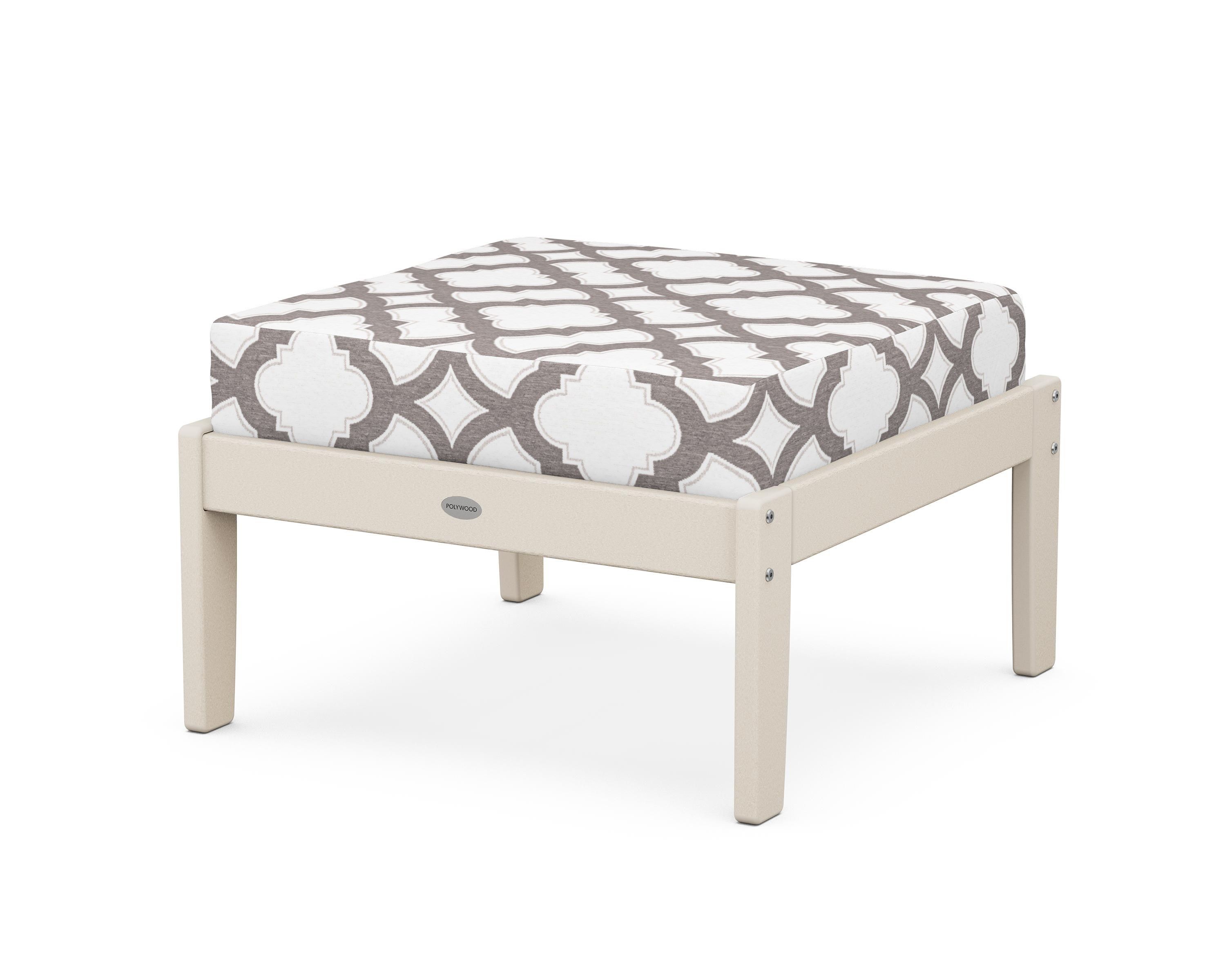 POLYWOOD® Braxton Deep Seating Ottoman in Sand / Trellis Grey Mist