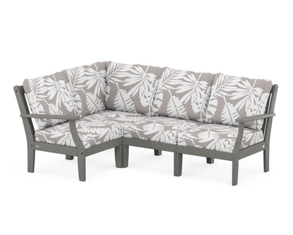 POLYWOOD® Braxton Modular 4-Piece Deep Seating Set in Slate Grey / Leaf Grey Mist