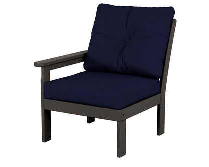 POLYWOOD® Vineyard Modular Left Arm Chair in Vintage Coffee / Navy