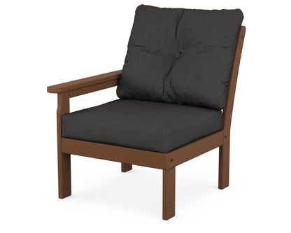 POLYWOOD® Vineyard Modular Left Arm Chair in Teak / Spectrum Carbon