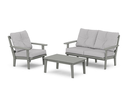 POLYWOOD® Oxford 3-Piece Deep Seating Set with Loveseat in Slate Grey / Granite