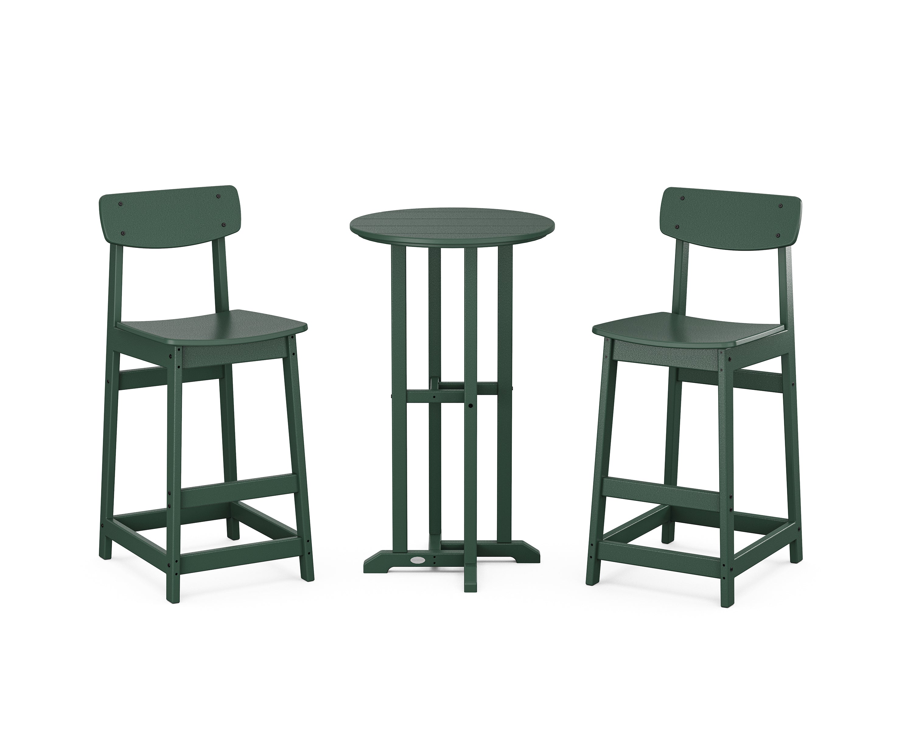 POLYWOOD® Modern Studio Urban Bar Chair 3-Piece Bistro Set in Green