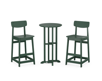 POLYWOOD® Modern Studio Urban Bar Chair 3-Piece Bistro Set in Green