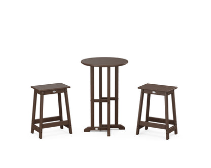 POLYWOOD® Modern Studio Counter Stool 3-Piece Bistro Set in Mahogany