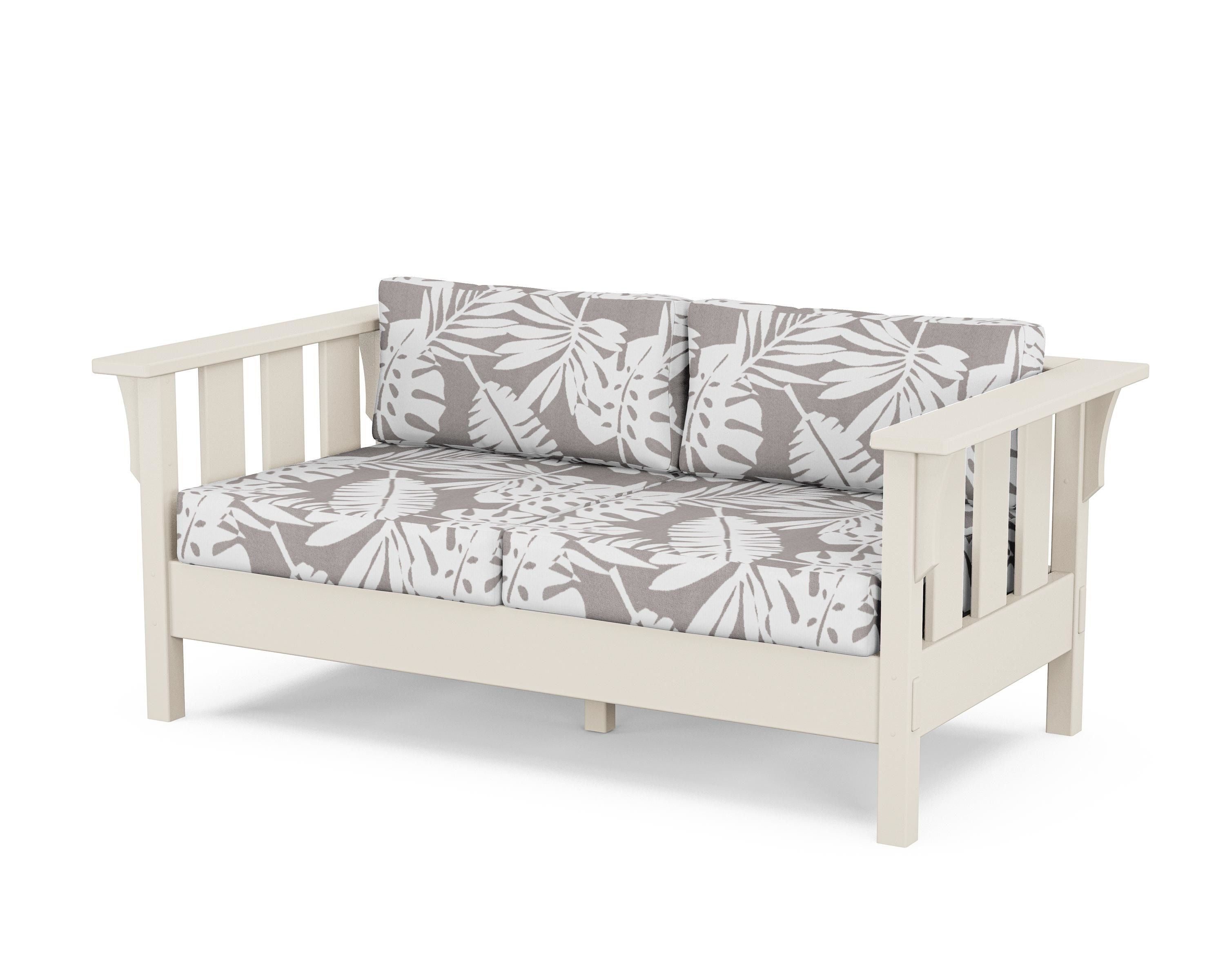 Martha Stewart by POLYWOOD® Acadia Deep Seating Loveseat in Sand / Leaf Grey Mist