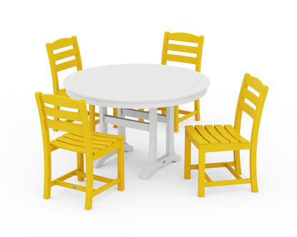 POLYWOOD® La Casa Café 5-Piece Side Chair Dining Set in Lemon / White