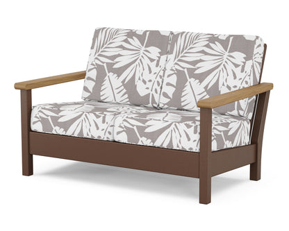 POLYWOOD® Harbour Deep Seating Loveseat in Mahogany / Natural / Leaf Grey Mist