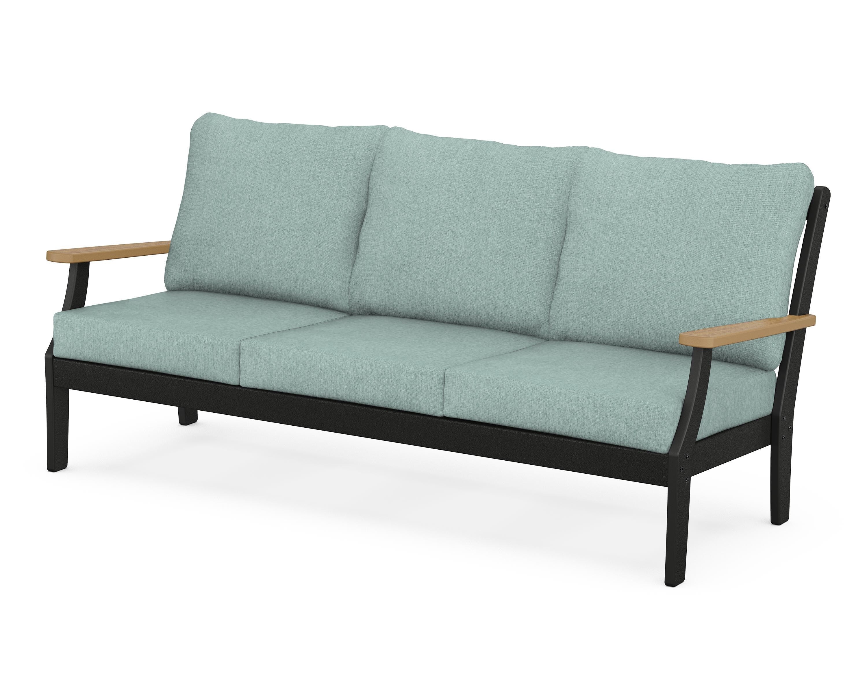 POLYWOOD® Braxton Deep Seating Sofa in Black / Natural / Glacier Spa