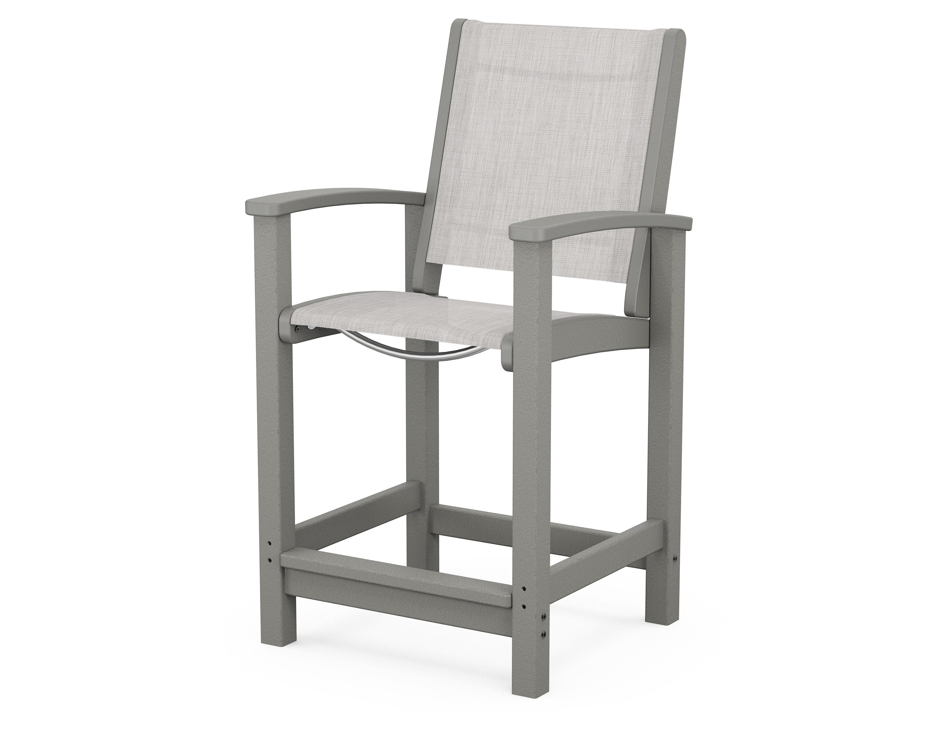 POLYWOOD® Coastal Counter Chair in Slate Grey / Parchment Sling