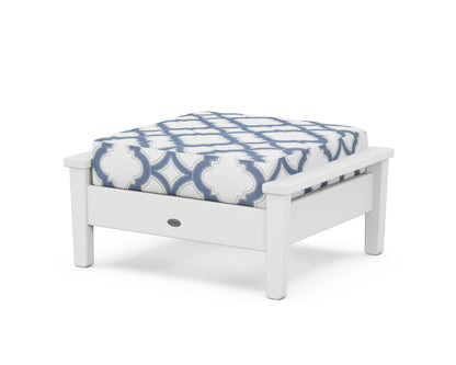 POLYWOOD® Prescott Deep Seating Ottoman in White / Trellis Sky Blue