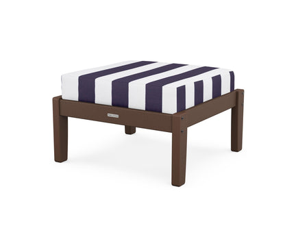 Martha Stewart by POLYWOOD® Chinoiserie Deep Seating Ottoman in Mahogany / Cabana Stripe Navy