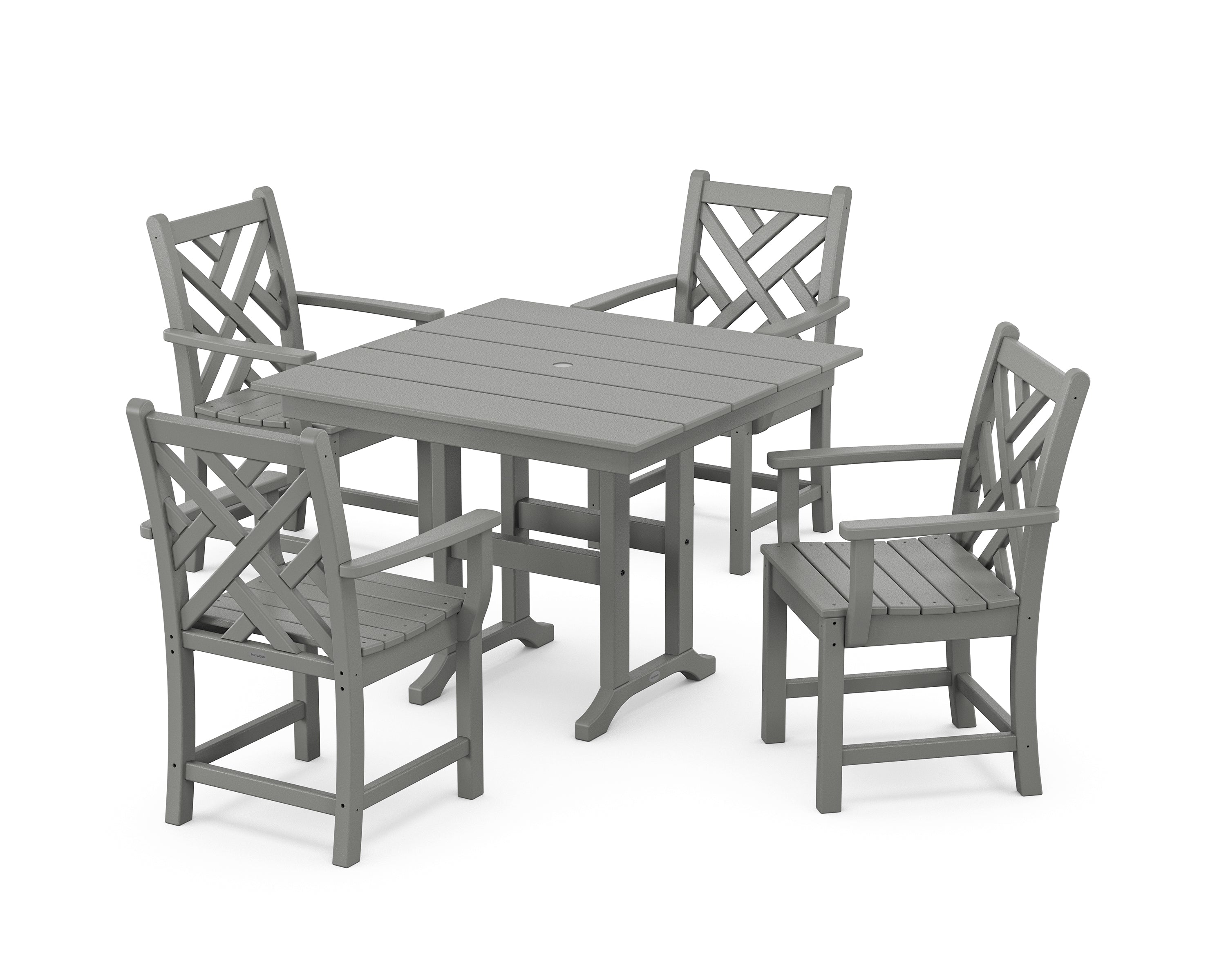 POLYWOOD® Chippendale 5-Piece Farmhouse Dining Set in Slate Grey