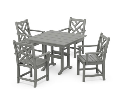 POLYWOOD® Chippendale 5-Piece Farmhouse Dining Set in Slate Grey
