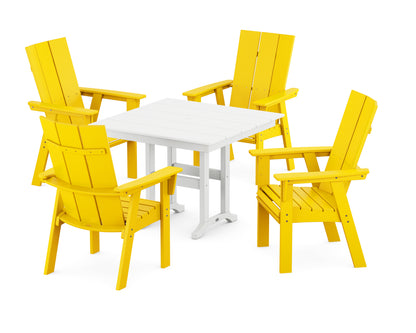 POLYWOOD® Modern Adirondack 5-Piece Farmhouse Dining Set in Lemon / White